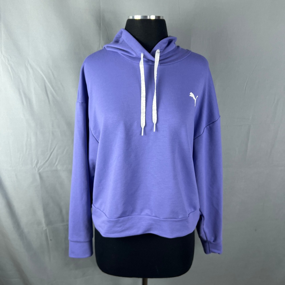 Puma Keeps You Dry Cropped Hoodie Womens Medium Purple Gym Running Athleisure